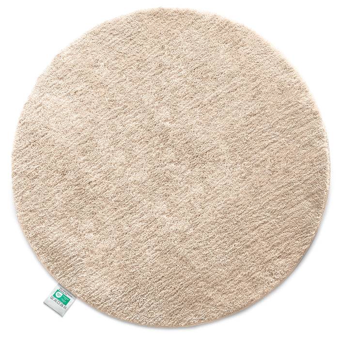 FLOORDIREKT Badematte Sky - Flauschiger Badvorleger mit dichtem Flor - Rund - Ø 120 cm - Beige