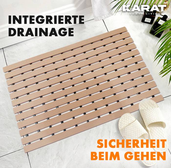 KARAT Antirutsch-Bädermatte - Antibakterielle Fußmatte für Nasszonen - Mit Drainagefunktion - Beige - 43 x 400 cm