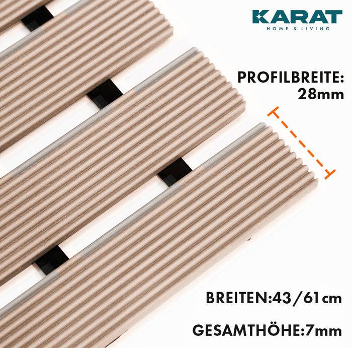 KARAT Antirutsch-Bädermatte - Antibakterielle Fußmatte für Nasszonen - Mit Drainagefunktion - Beige - 43 x 250 cm