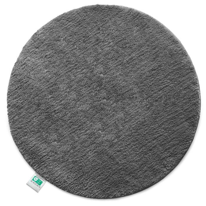 FLOORDIREKT Badematte Sky - Flauschiger Badvorleger mit dichtem Flor - Rund - Ø 120 cm - Dunkelgrau