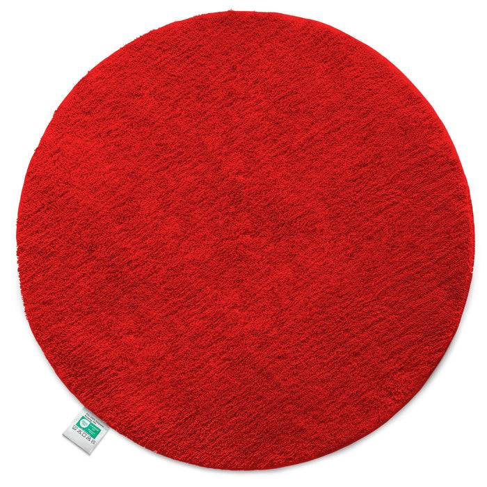FLOORDIREKT Badematte Sky - Flauschiger Badvorleger mit dichtem Flor - Rund - Ø 95 cm - Rot