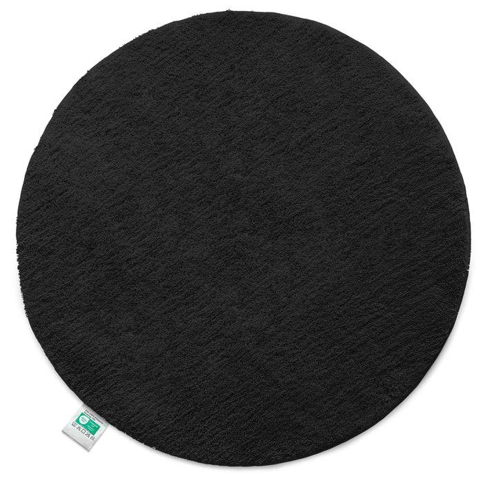FLOORDIREKT Badematte Sky - Flauschiger Badvorleger mit dichtem Flor - Rund - Ø 120 cm - Schwarz