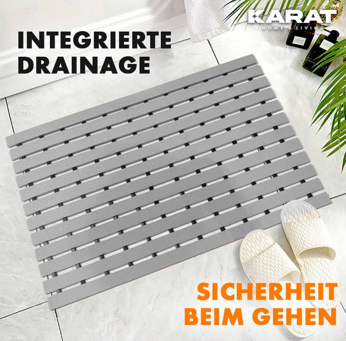 FLOORDIREKT Badematte Sky - Flauschiger Badvorleger mit dichtem Flor - Rund - Ø 120 cm - Dunkelblau