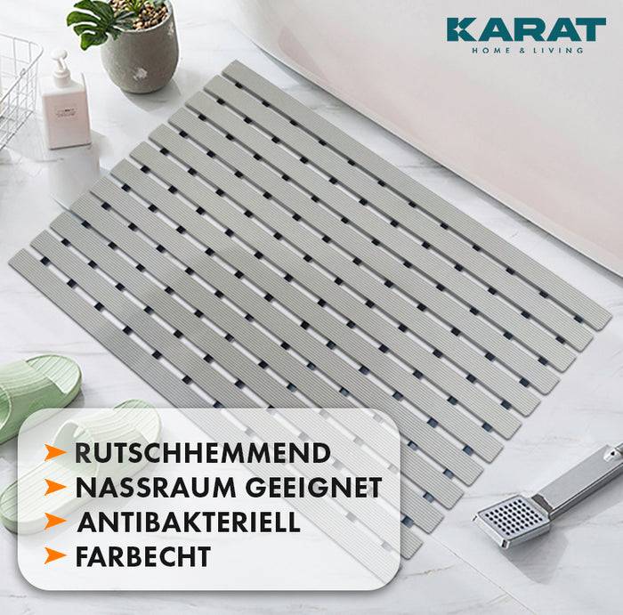 FLOORDIREKT Badematte Sky - Flauschiger Badvorleger mit dichtem Flor - Rund - Ø 95 cm - Schwarz