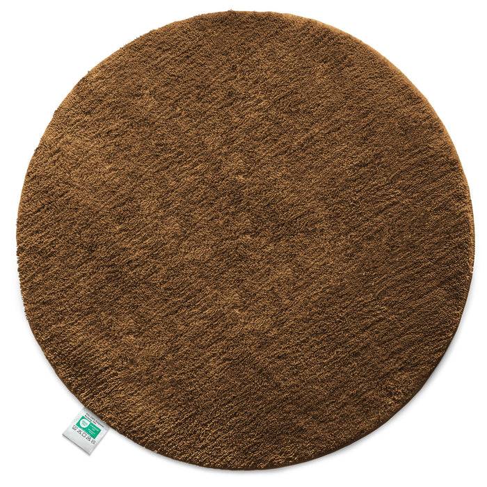 FLOORDIREKT Badematte Sky - Flauschiger Badvorleger mit dichtem Flor - Rund - Ø 95 cm - Braun