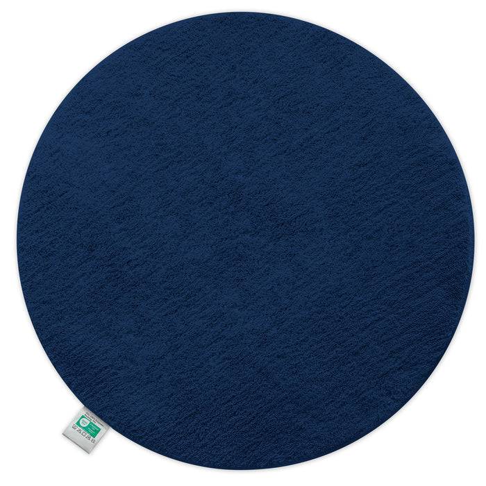 FLOORDIREKT Badematte Sky - Flauschiger Badvorleger mit dichtem Flor - Rund - Ø 95 cm - Dunkelblau