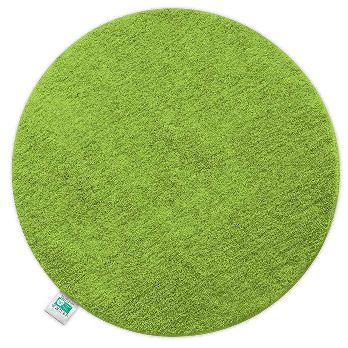 FLOORDIREKT Badematte Sky - Flauschiger Badvorleger mit dichtem Flor - Rund - Ø 95 cm - Grün