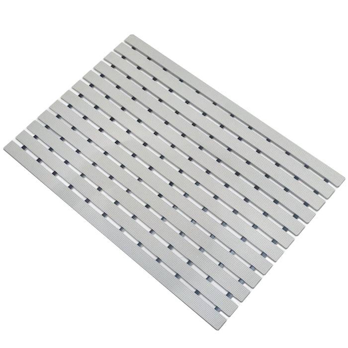 KARAT Antirutsch-Bädermatte - Antibakterielle Fußmatte für Nasszonen - Mit Drainagefunktion - Grau - 43 x 150 cm