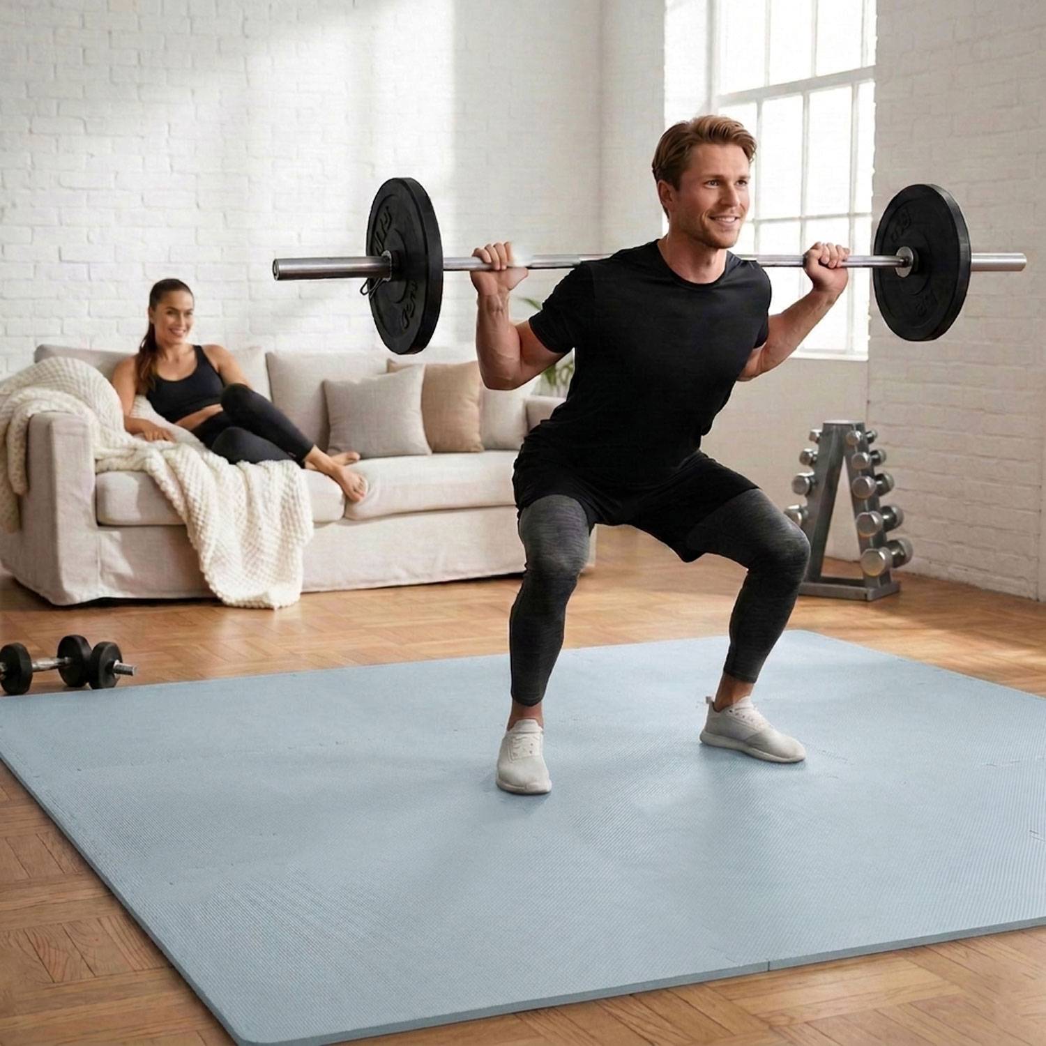 54 Puzzlematten Bodenschutz Fitness - 30x30 Grau - Sport Bodenmatte Home Gym