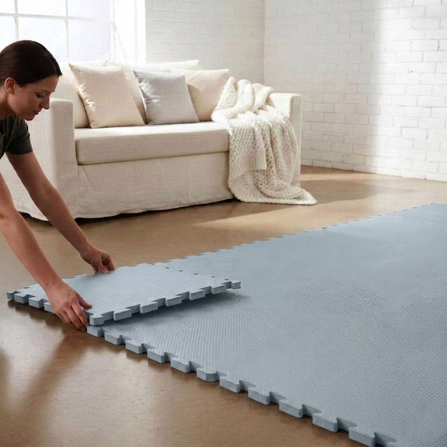 9 Puzzlematten Bodenschutz Fitness - 30x30 Grau - Sport Bodenmatte Home Gym