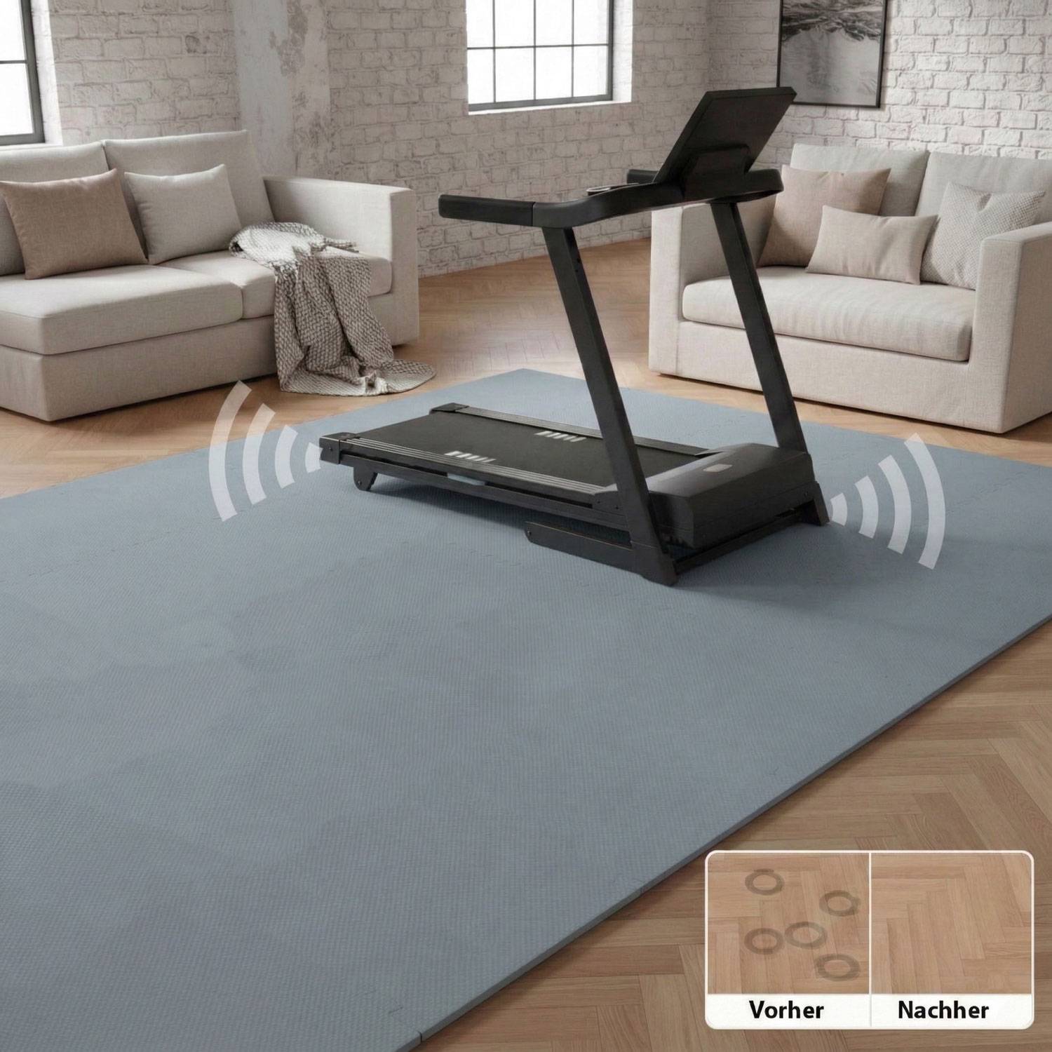 9 Puzzlematten Bodenschutz Fitness - 30x30 Grau - Sport Bodenmatte Home Gym