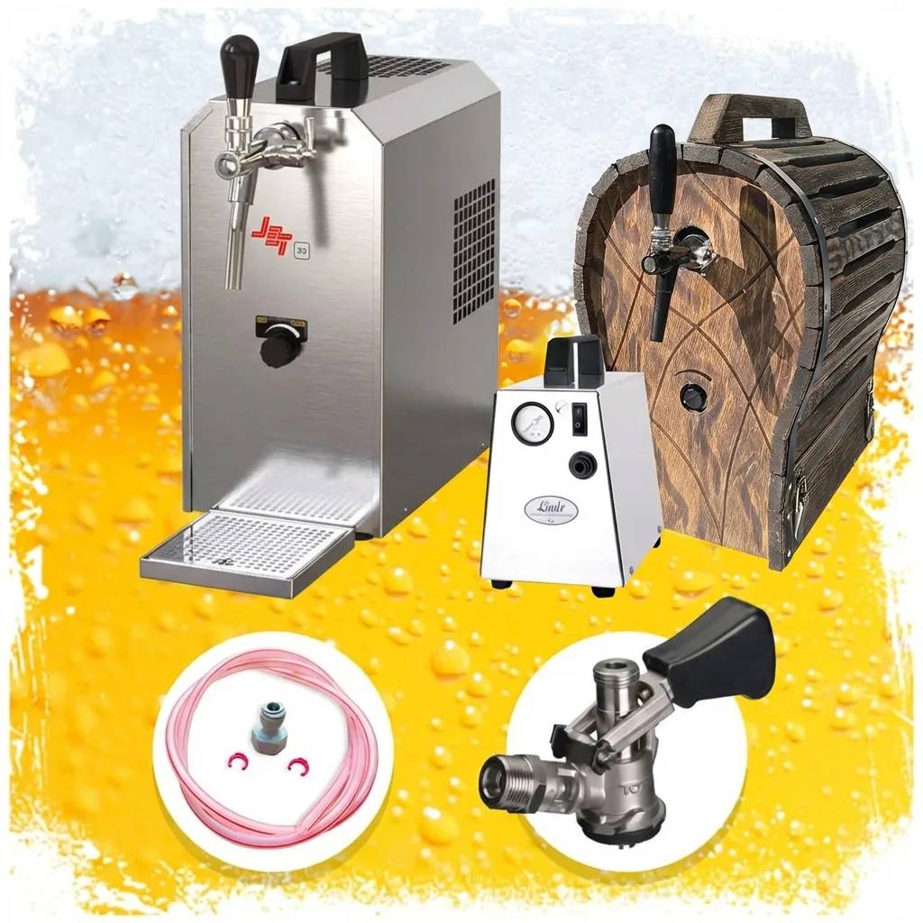 Zapfanlage JET 30 Bierkoffer Set mit Trockenkühler Holzfass und Kompressor