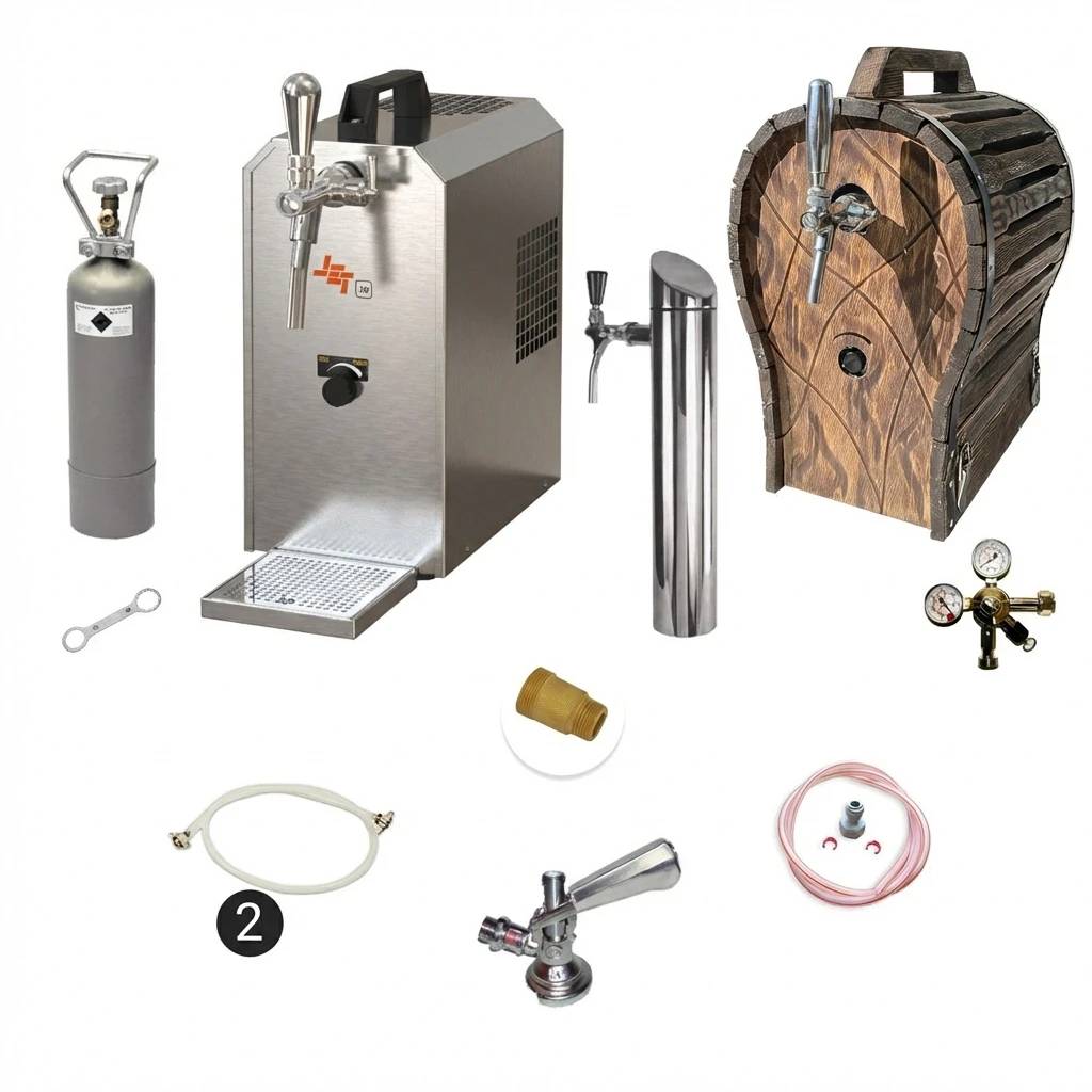 Zapfanlage JET 30 Komplett Set mit Trockenkühler und Holzfass