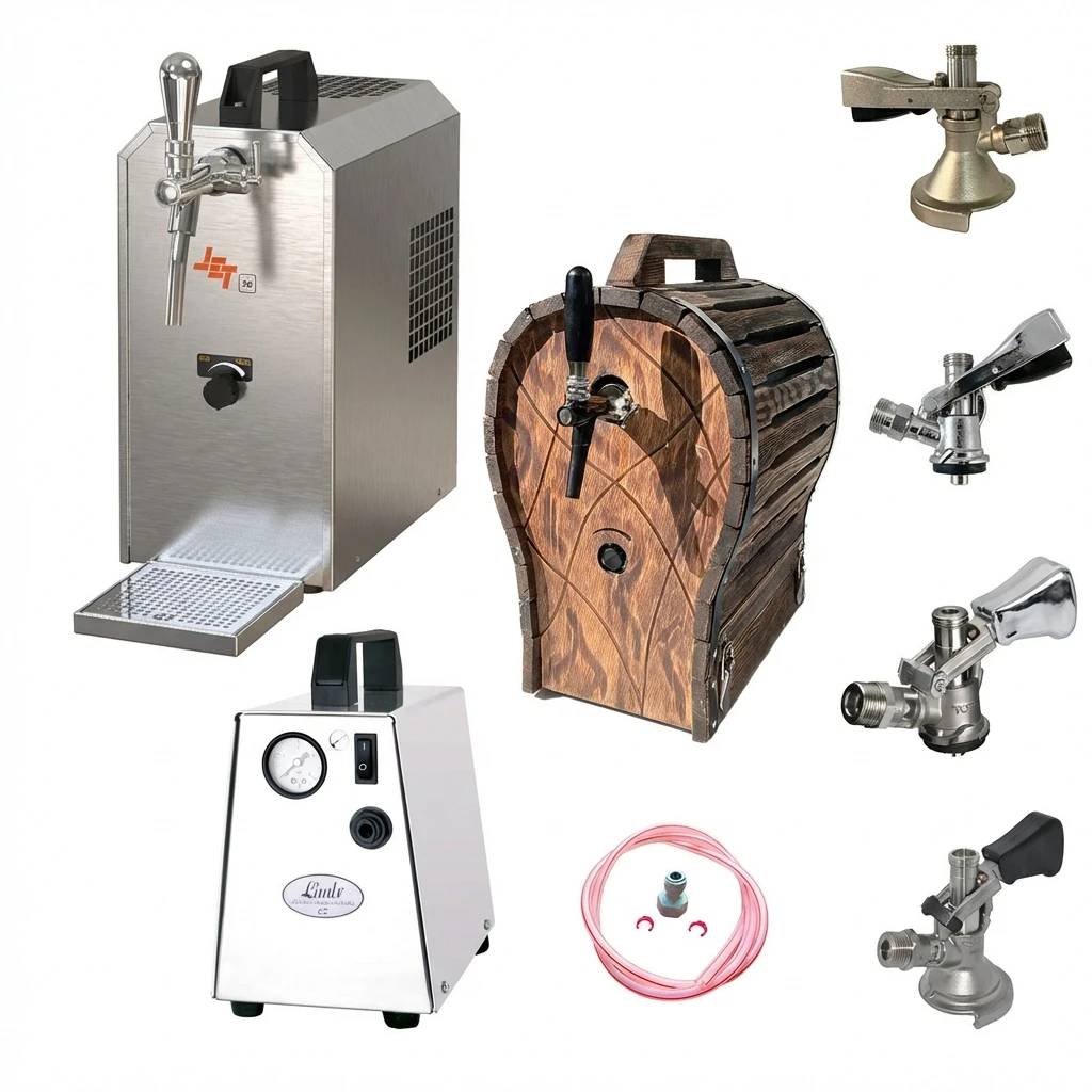Zapfanlage JET 30 Komplett Set mit Trockenkühler Holzfass und Druckluft Kompressor