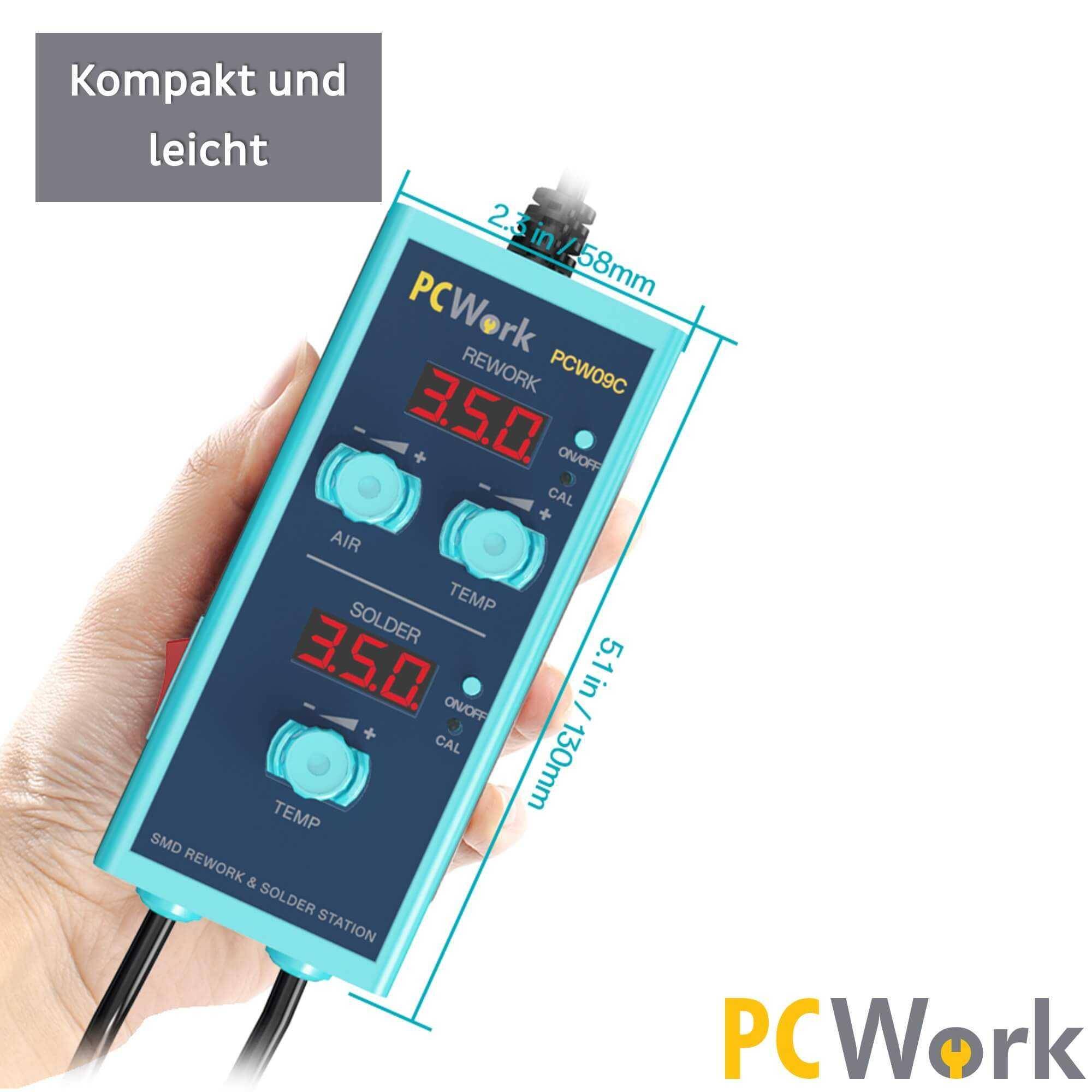 PCWork PCW09C Lötstation Heißluftstation 2in1, 900M Lötspitzen, LED Display, Sleep Funktion, 650W