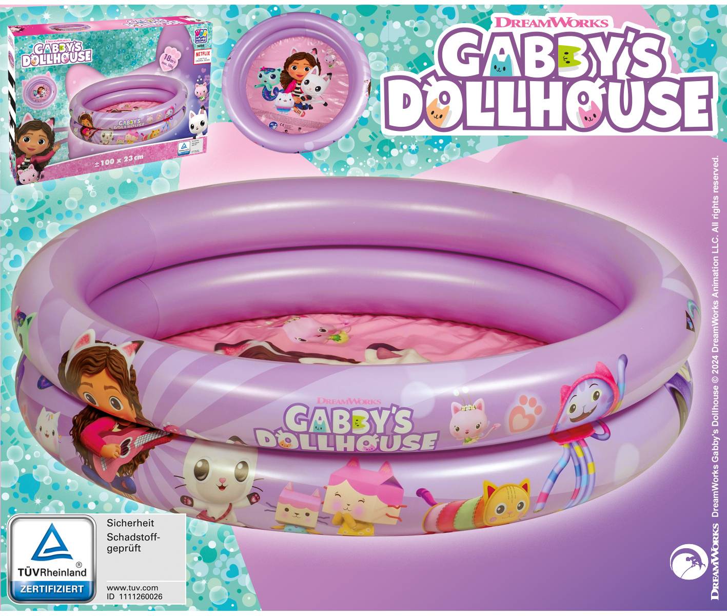 Gabby's Dollhouse Planschbecken Kinderpool Happy People 100cm Garten Kinder