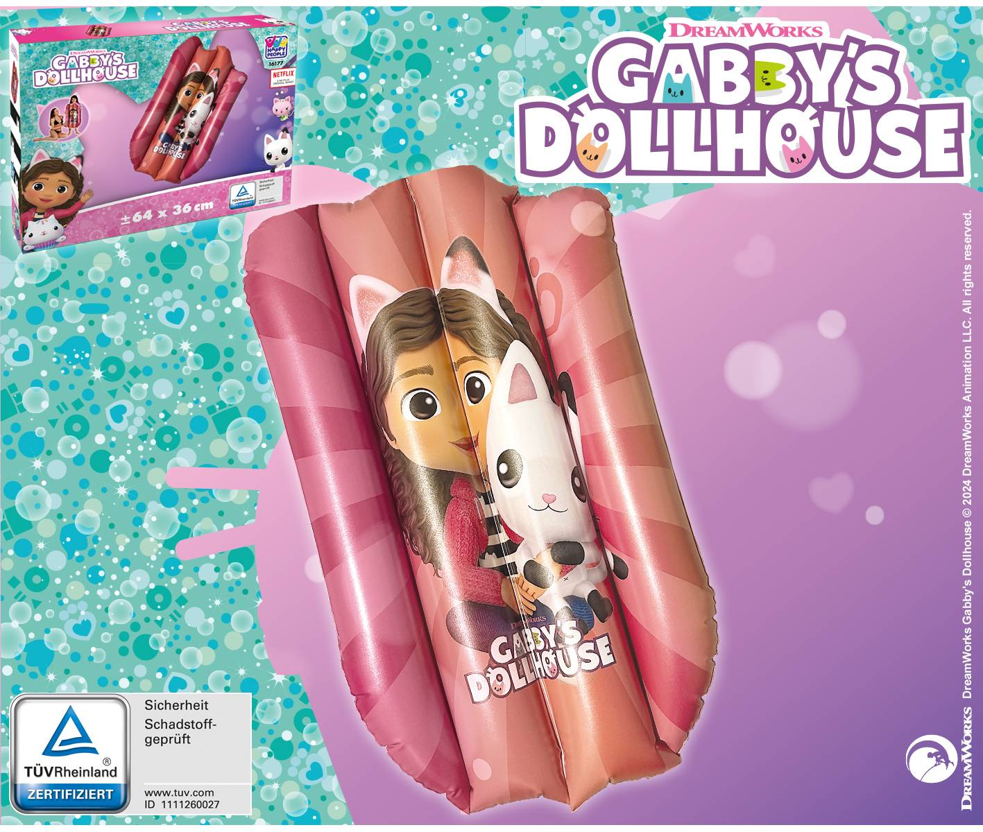 Gabbys Dollhouse Kindermatratze Kinder Luftmatratze 65x40cm Wassermatratze