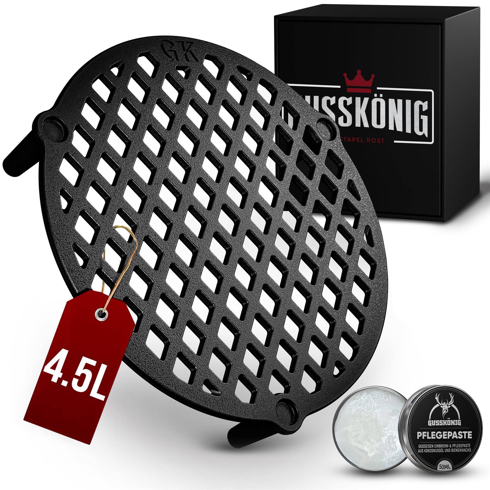 GUSSKÖNIG Stapelrost Gusseisen für Dutch Oven 4,5L inkl Pflegepaste