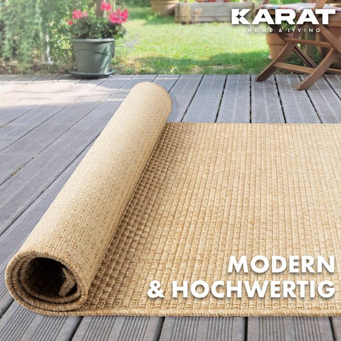 KARAT Outdoorteppich Ella - Für den Innen- und Außenbereich geeignet - Beige - 80 x 150 cm