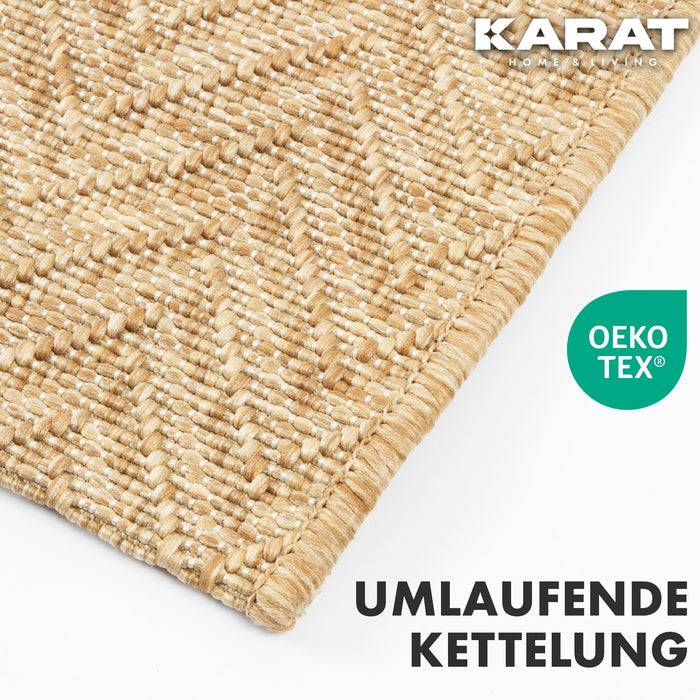 KARAT Outdoorteppich Cheron - Für den Innen- und Außenbereich geeignet - Beige - 80 x 150 cm