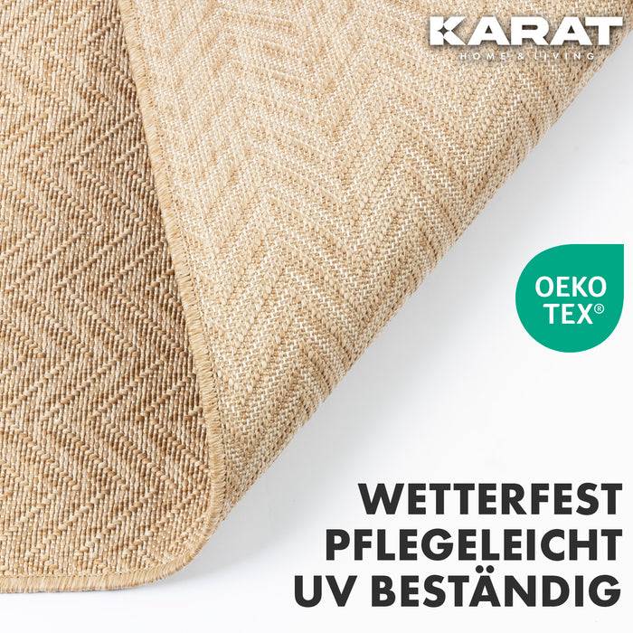 KARAT Outdoorteppich Cheron - Für den Innen- und Außenbereich geeignet - Beige - 80 x 150 cm
