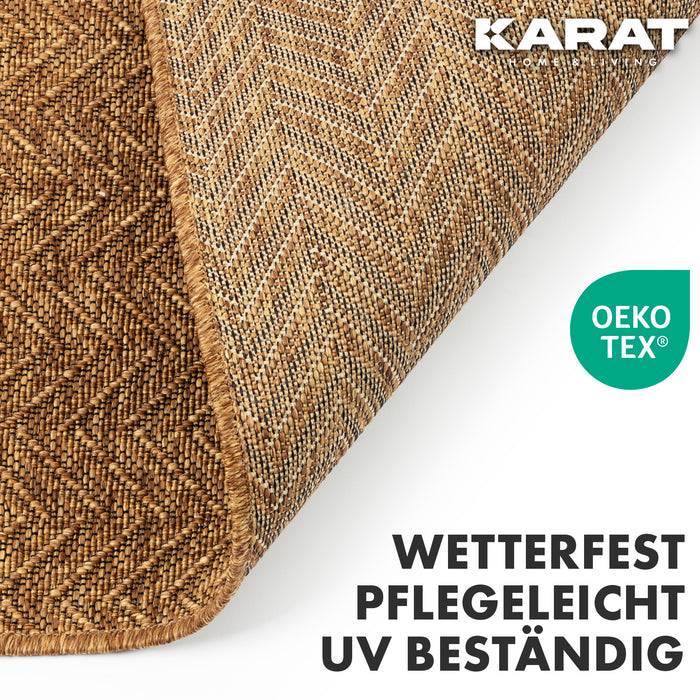 KARAT Outdoorteppich Cheron - Für den Innen- und Außenbereich geeignet - Braun - 80 x 150 cm