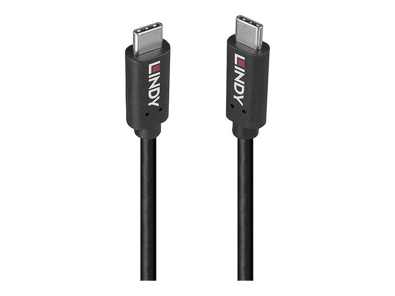 Schwarzes USB-C-Kabel mit „LINDY
