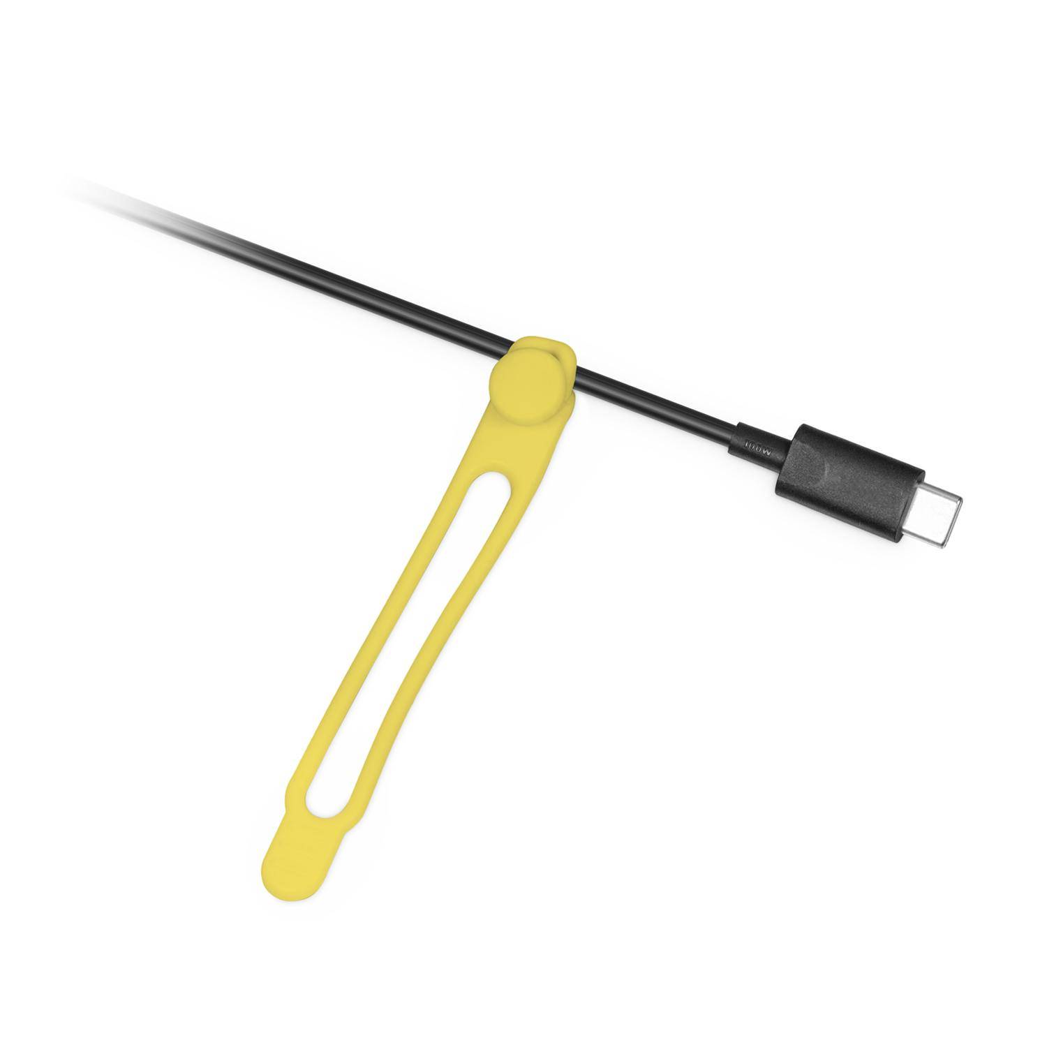 BerryBase Flexible Silikon Kabelbinder, dehnbar, wiederverwendbar, 20 Stk. - Farbe: Gelb