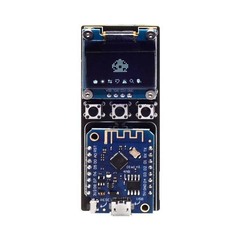 Elecrow ESP8266 ArduinoGotchi DIY Kit, OLED 128x64 Display, 3 Taster, Buzzer, PlatformIO, 2xAAA USB