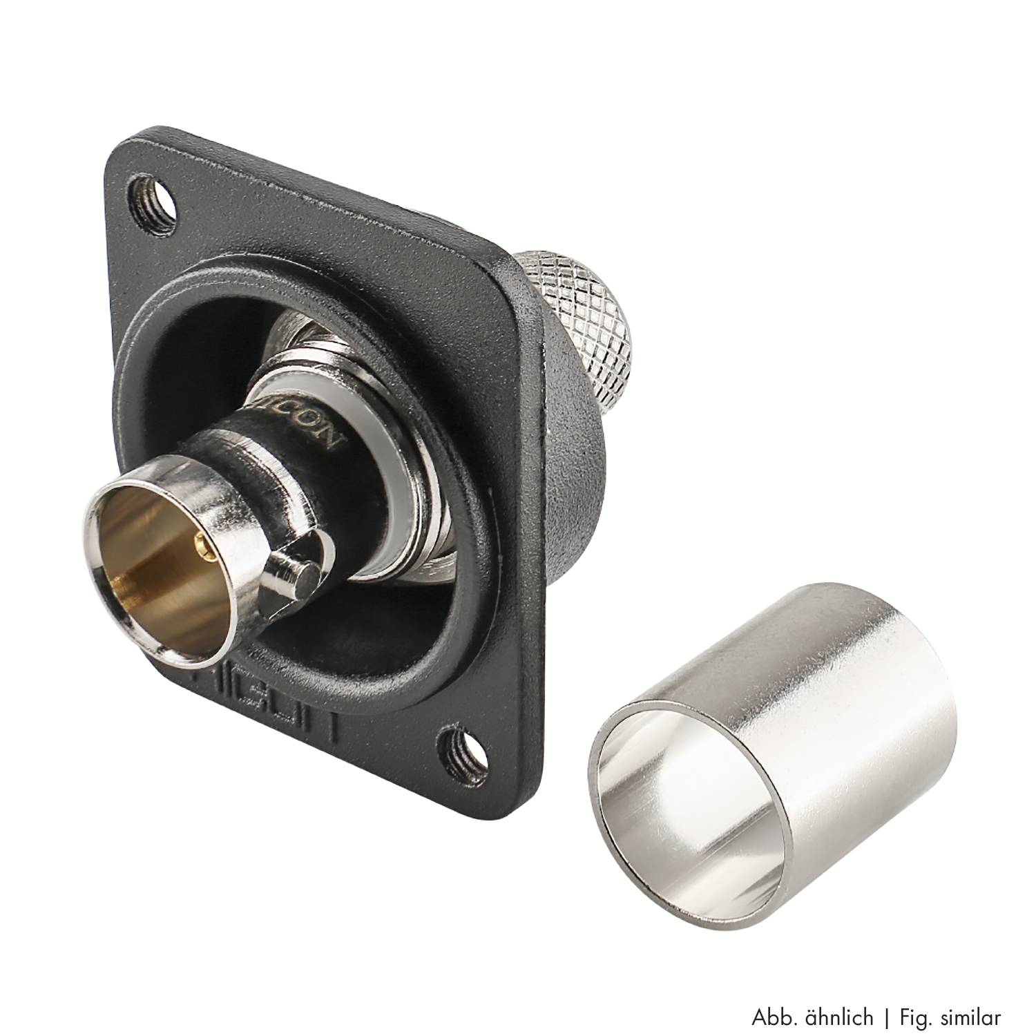 HICON BNC 3G-SDI Crimp-Einbaubuchse, Masse isoliert, Type D M3, gold