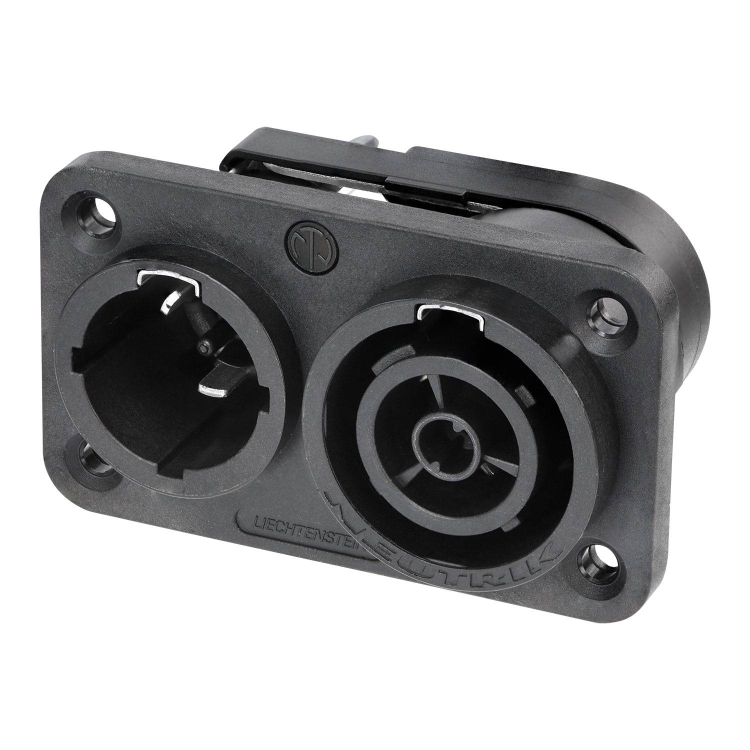 NEUTRIK® powerCON®, UL50E , 3-pol , Kunststoff-Einbaubuchse, gerade, max. 2,5 mm², schwarz