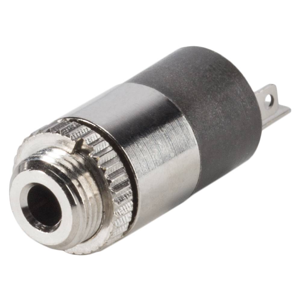 HICON Klinke (2,5mm), 3-pol , Metall-, Löttechnik-Kabelbuchse, vernickelte(r) Kontakt(e), Gewinde, chromfarben