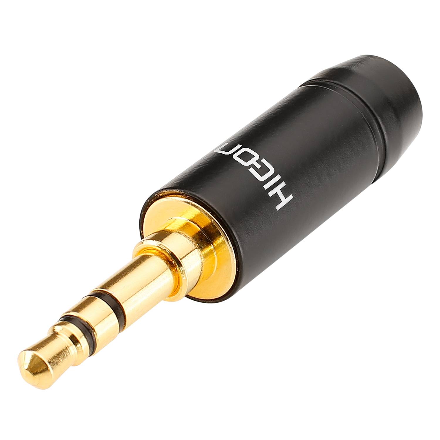 HICON Klinke (3,5mm) 3-pol Aluminium-Stecker, Pin echtvergoldet, gerade, schwarz