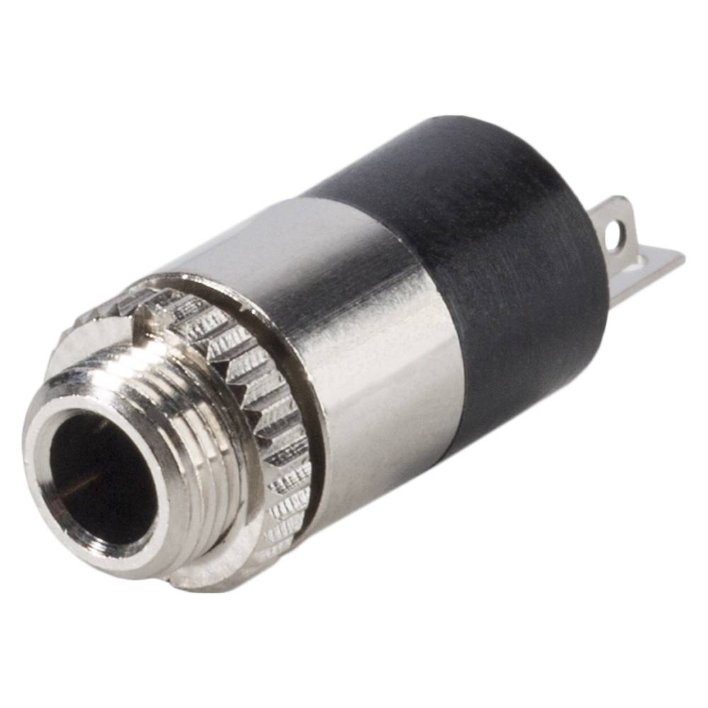 HICON Klinke (3,5mm), 3-pol , Metall-, Löttechnik-Einbaubuchse, vernickelte(r) Kontakt(e), Gewinde, chromfarben