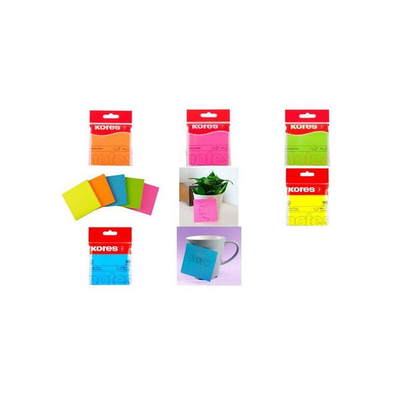 Kores Haftnotizen "NEON NOTES", 75 x 75 mm, blanko, blau