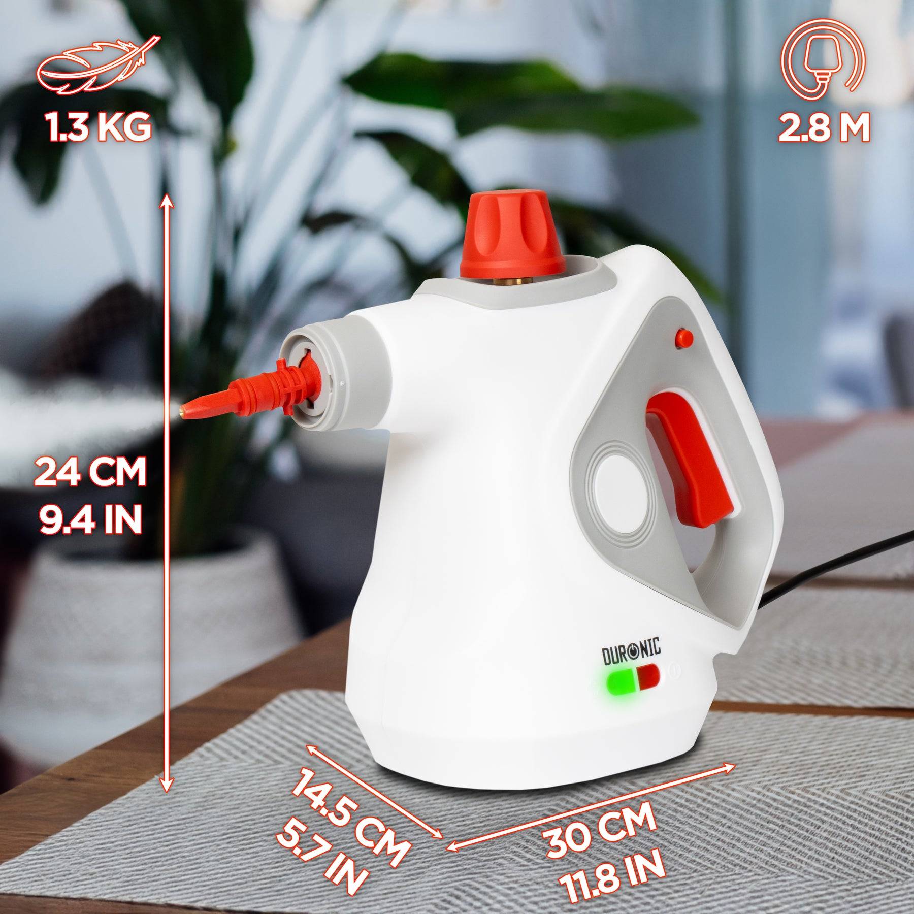 Duronic SC32 WE Dampfreiniger, 1500W Polster- & Teppichreiniger, Handgerät, 350 ml Tank