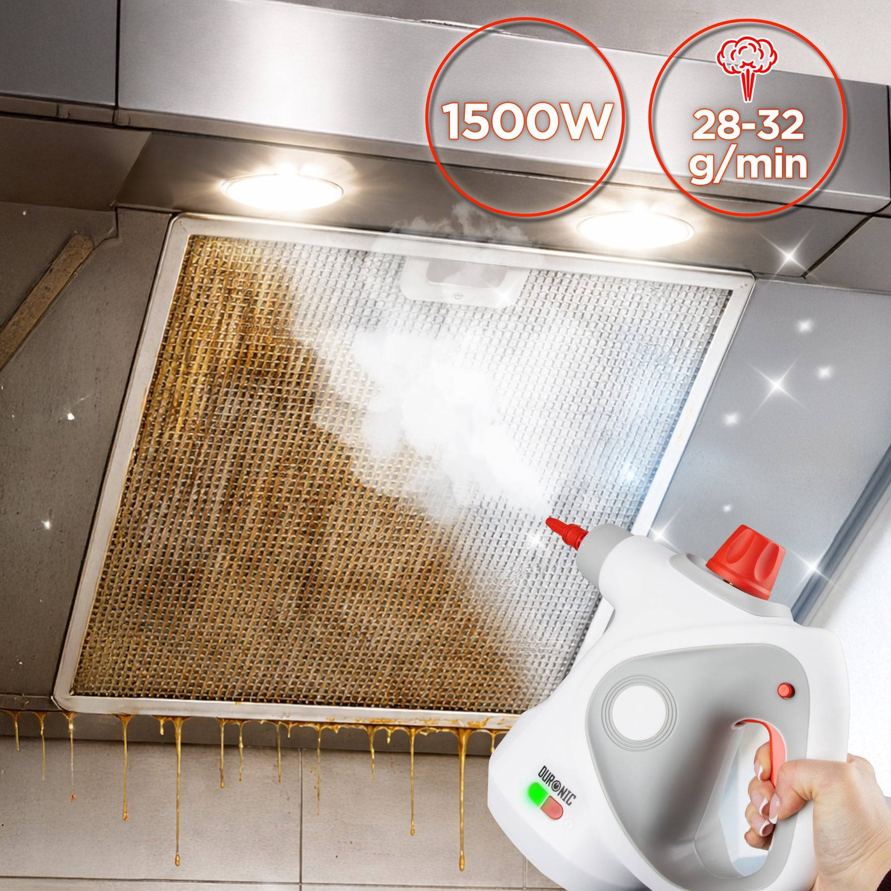 Duronic SC32 WE Dampfreiniger, 1500W Polster- & Teppichreiniger, Handgerät, 350 ml Tank