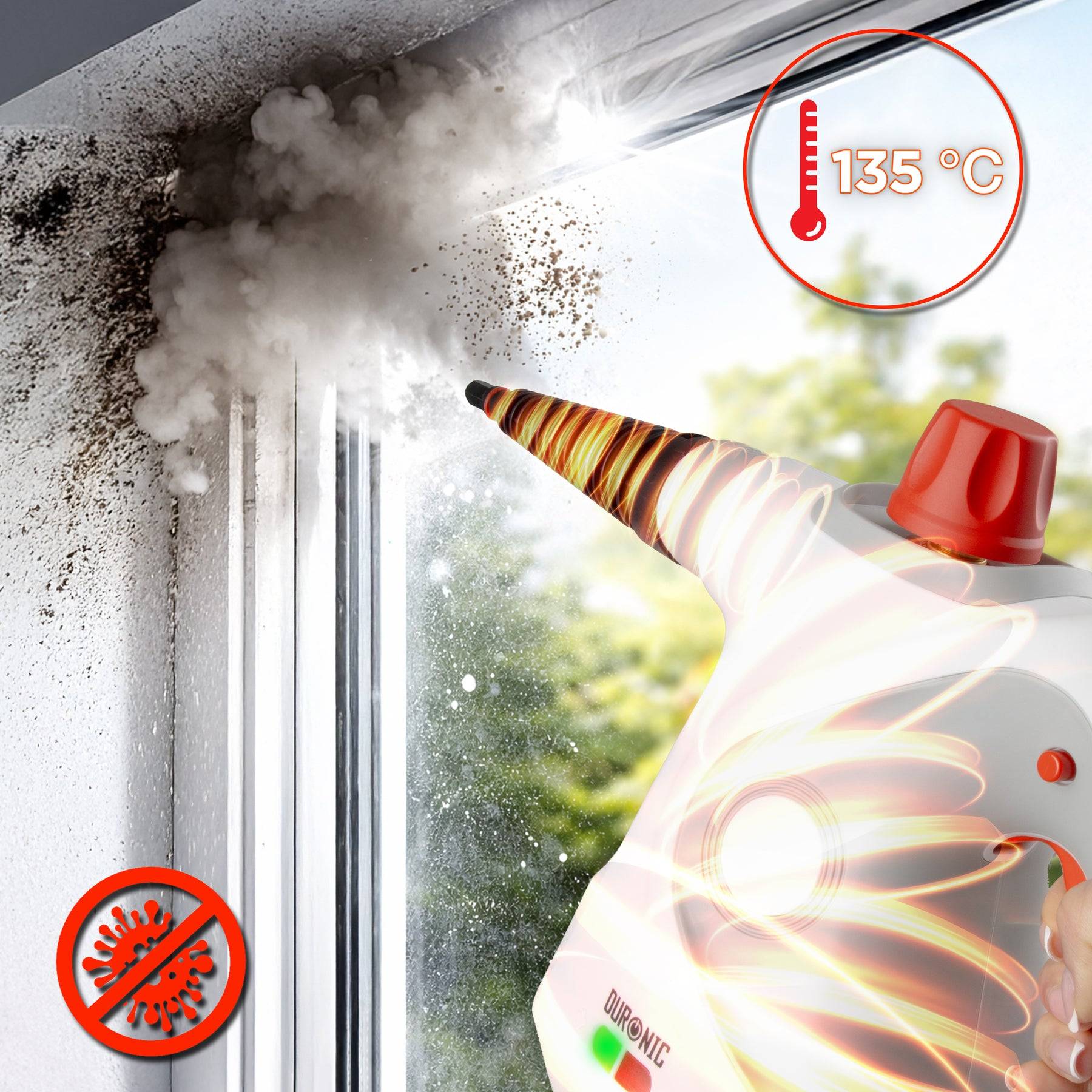 Duronic SC32 WE Dampfreiniger, 1500W Polster- & Teppichreiniger, Handgerät, 350 ml Tank