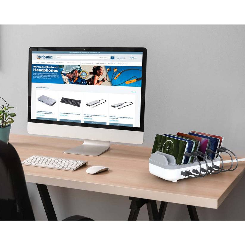 IC Intracom Manhattan - Ladestation - 20 W per port - 200 Watt - 3 A - PD 3.0 - 10 Ausgabeanschlussstellen (USB-C)