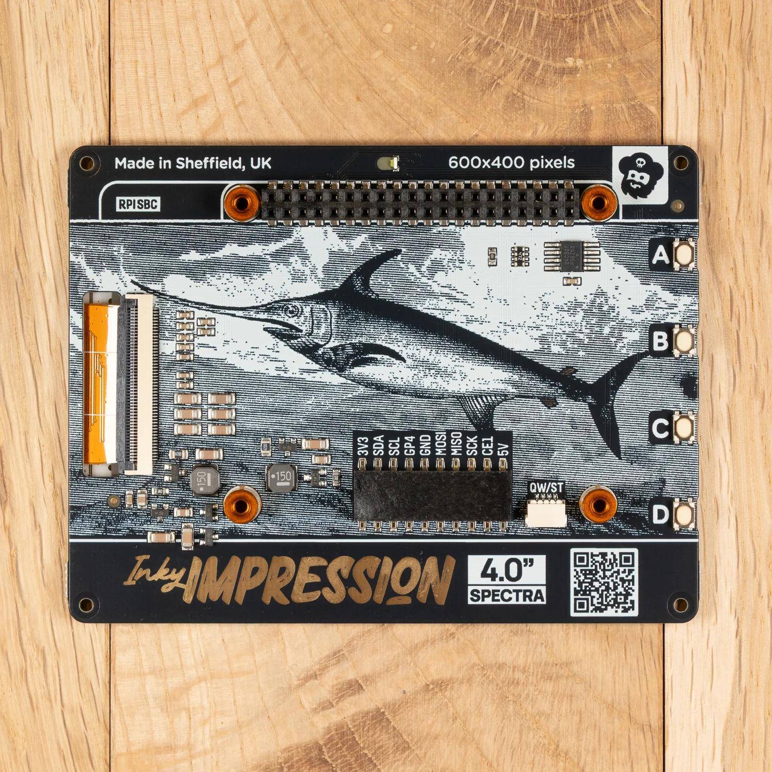Pimoroni Inky Impression 13,3″ ePaper Display für Raspberry Pi, Spectra 6, 1600x1200, 6 Farben, GPIO