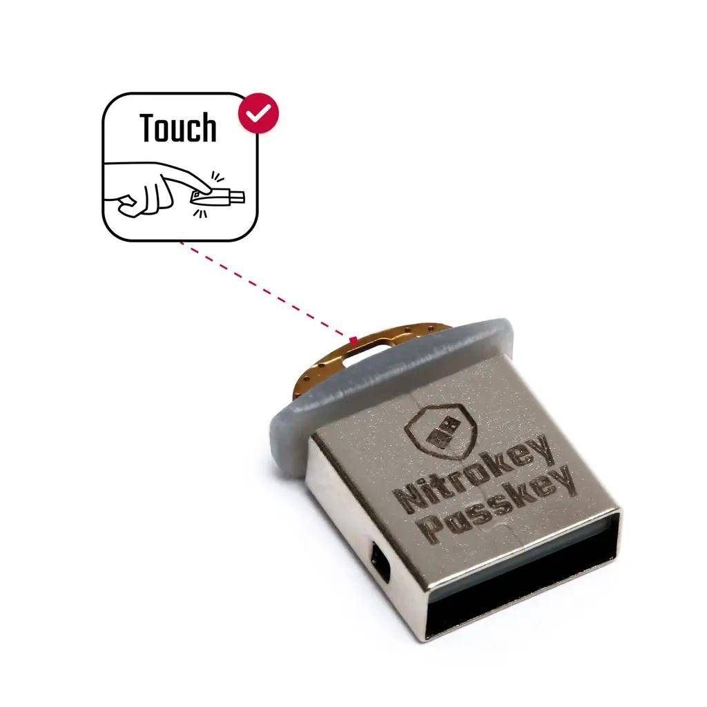 Nitrokey Passkey Security Key, WebAuthn, FIDO2, U2F, SSH, Touchbutton, Open Source