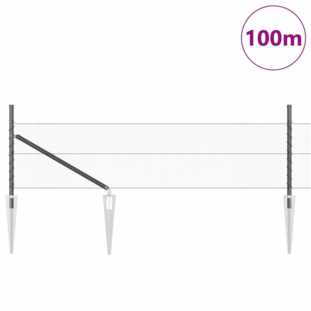 vidaXL Zaunpfosten Grau 100 x 0,5 m (13 mm Netz) Stahl und PVC