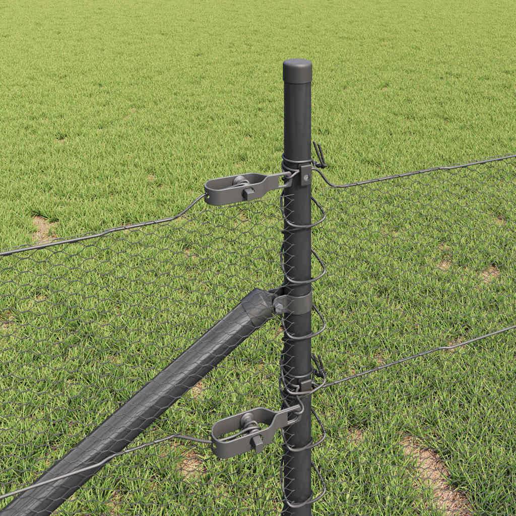 vidaXL Zaunpfosten Grau 100 x 0,5 m (13 mm Netz) Stahl und PVC