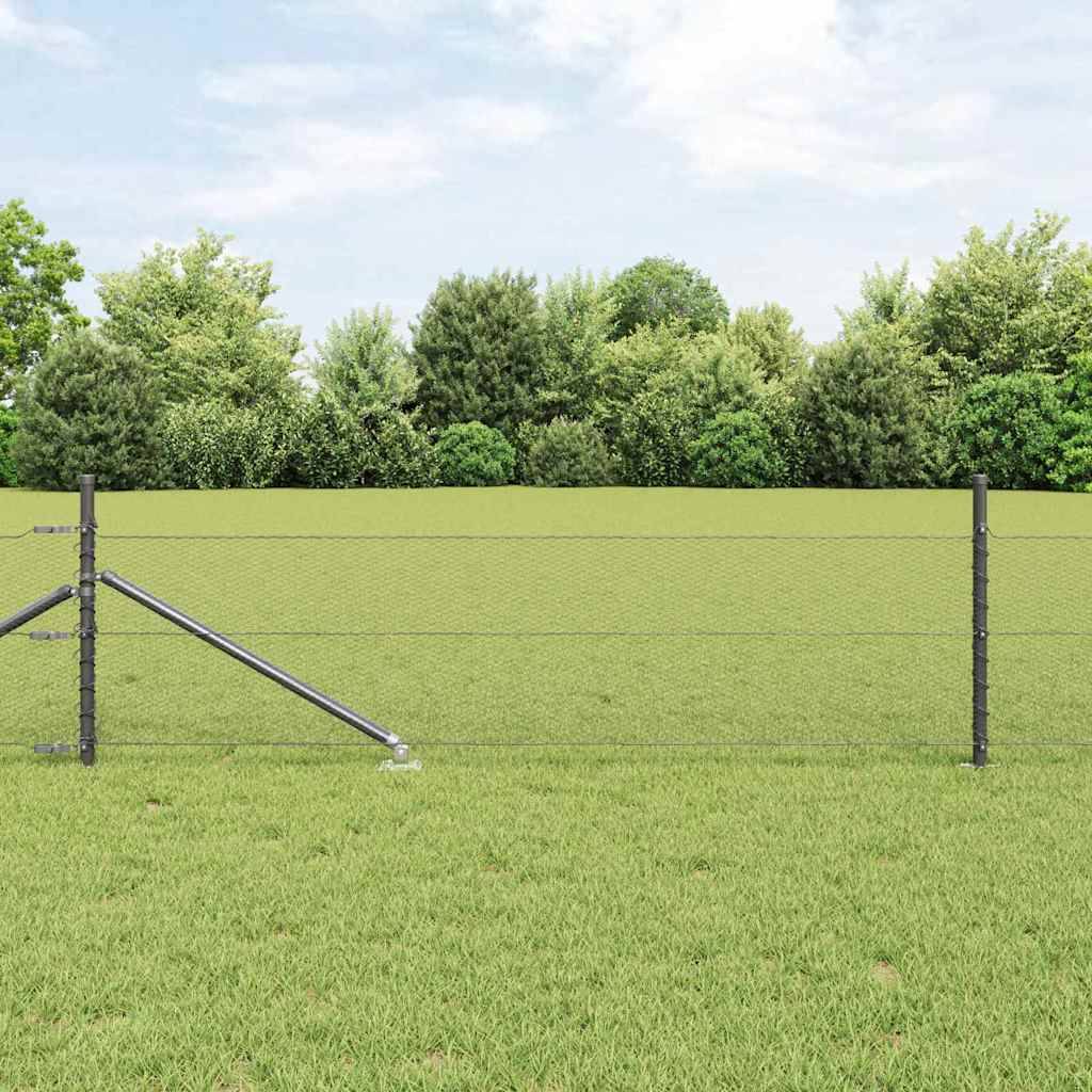 vidaXL Zaunpfosten Grau 100 x 0,5 m (13 mm Netz) Stahl und PVC