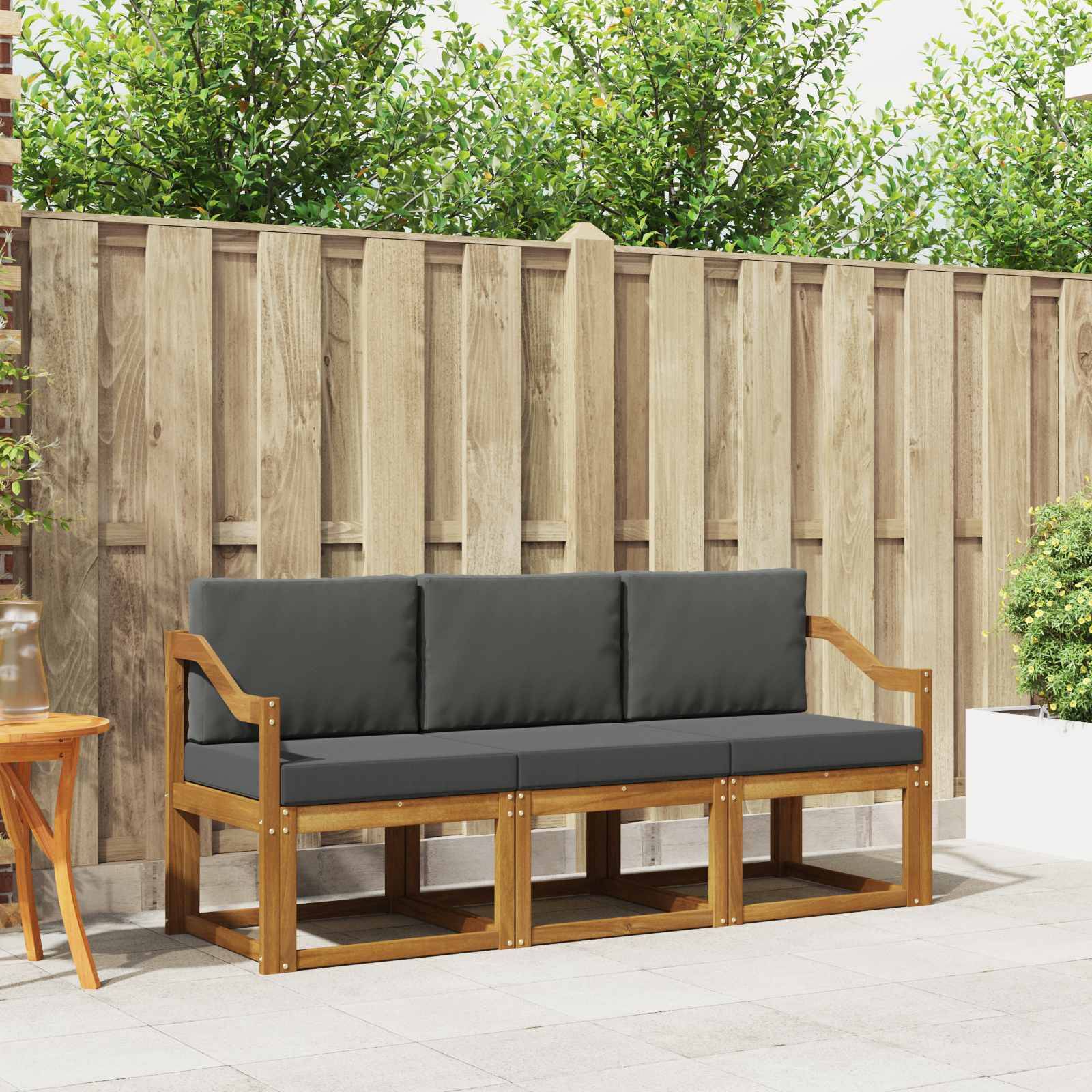 vidaXL Outdoor-Sofagarnitur mit Kissen 3 pcs Natur und Anthrazit