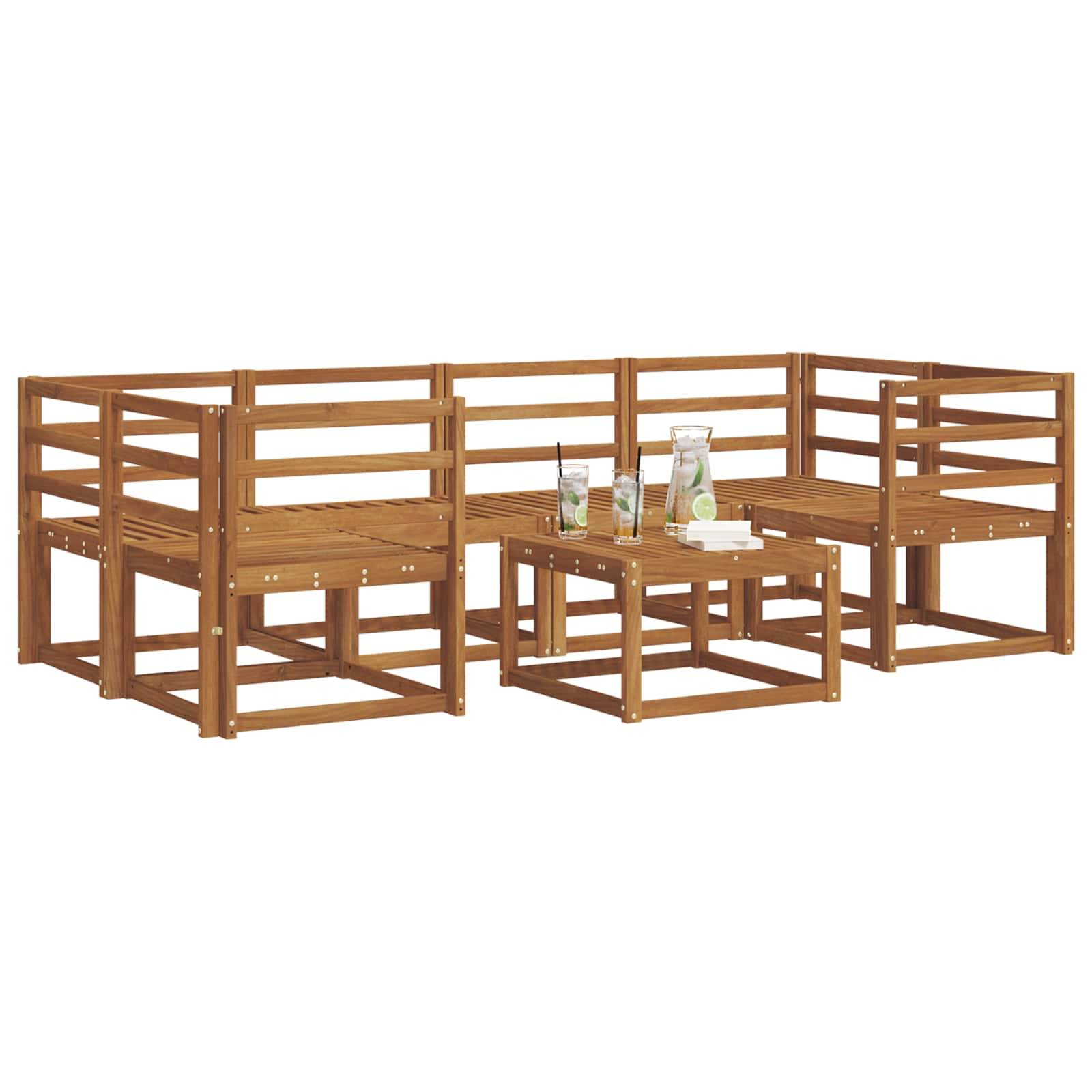 vidaXL Outdoor-Sofagarnitur 7 pcs Natur Massivholz Akazie