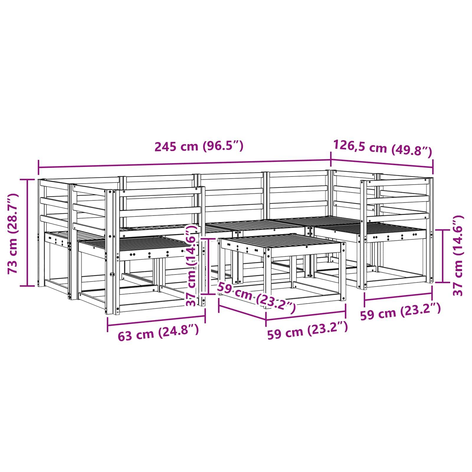 vidaXL Outdoor-Sofagarnitur 7 pcs Natur Massivholz Akazie