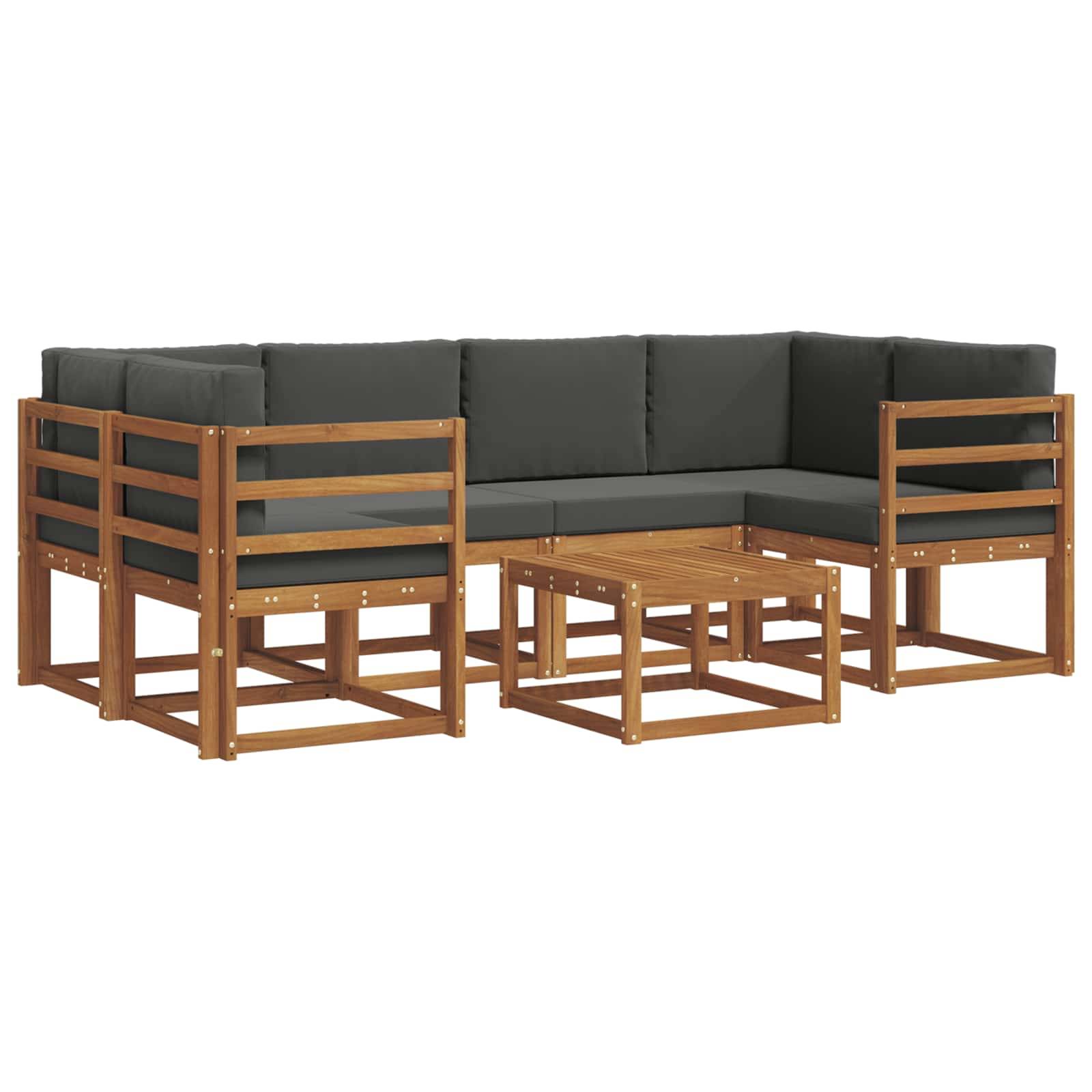 vidaXL Outdoor-Sofagarnitur mit Kissen 7 pcs Natur und Anthrazit