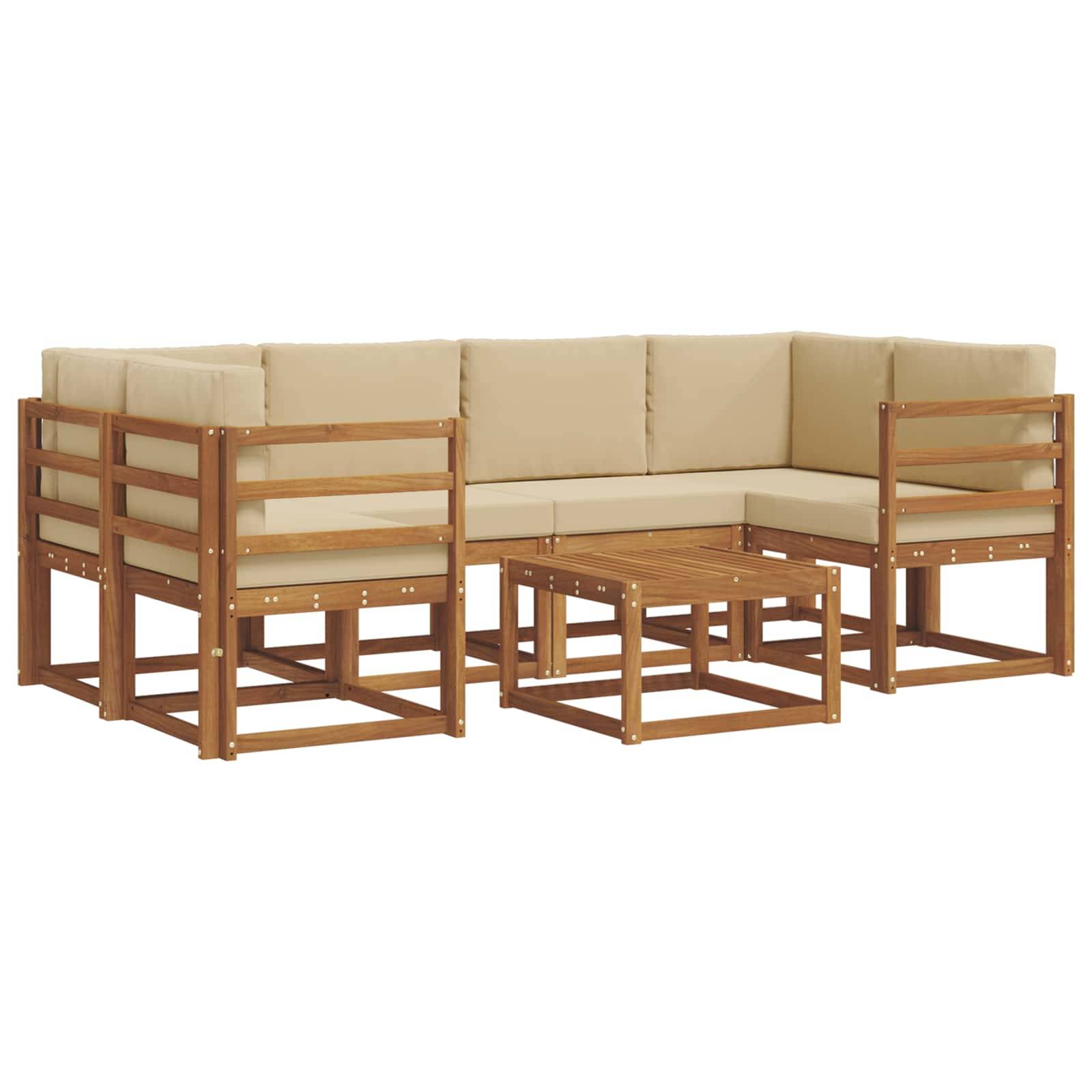 vidaXL Outdoor-Sofagarnitur mit Kissen 7 pcs Natur und Beige