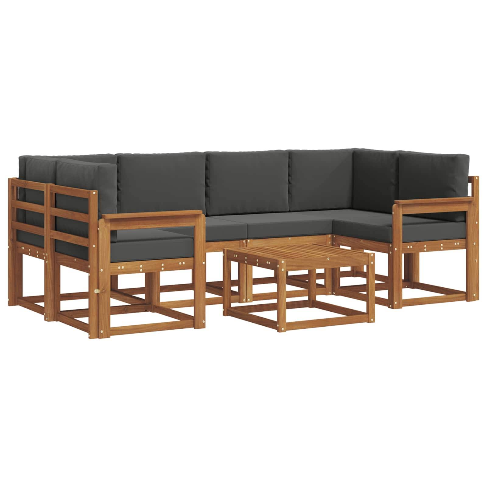 vidaXL Outdoor-Sofagarnitur mit Kissen 7 pcs Natur und Anthrazit
